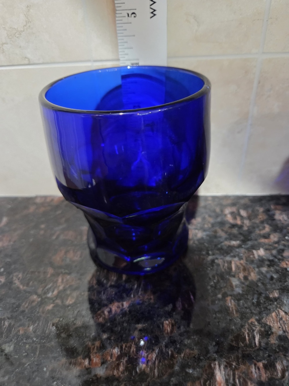 Set of 5 Cobalt Blue Glass Tumbler Cups